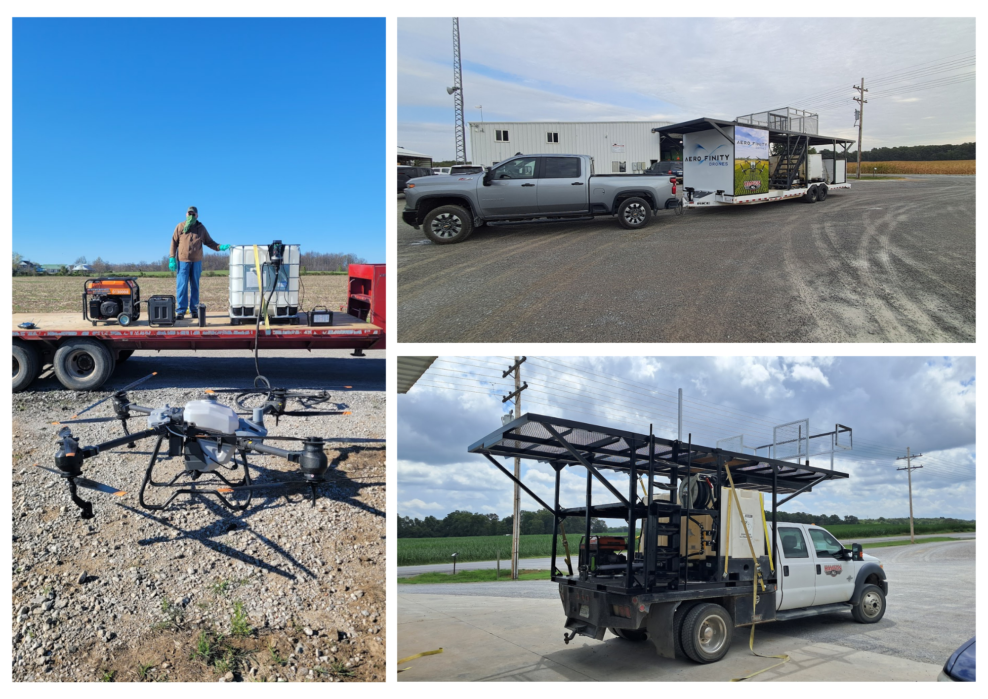 Aerofinity Drones trailer and field workflow